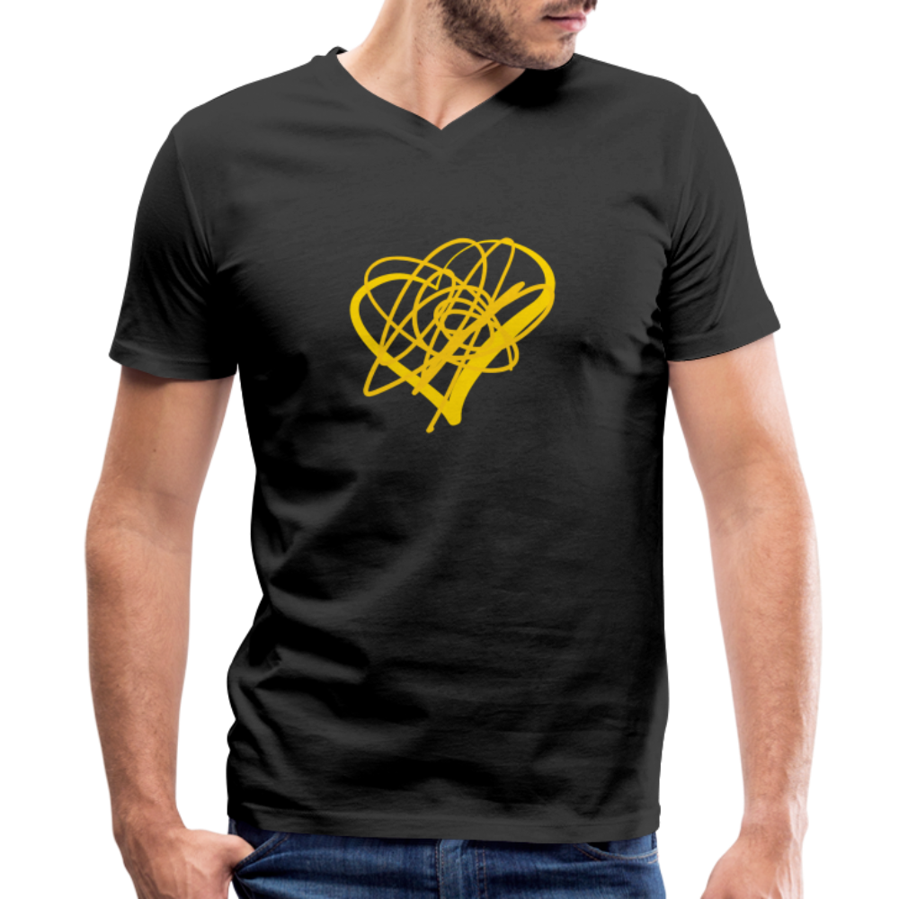 Gold Heart Sigil Men's V-Neck T - black