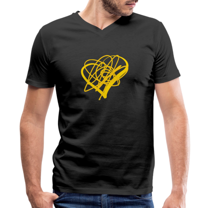 Gold Heart Sigil Men's V-Neck T - black