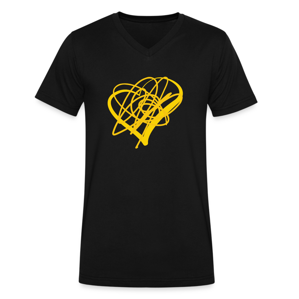 Gold Heart Sigil Men's V-Neck T - black