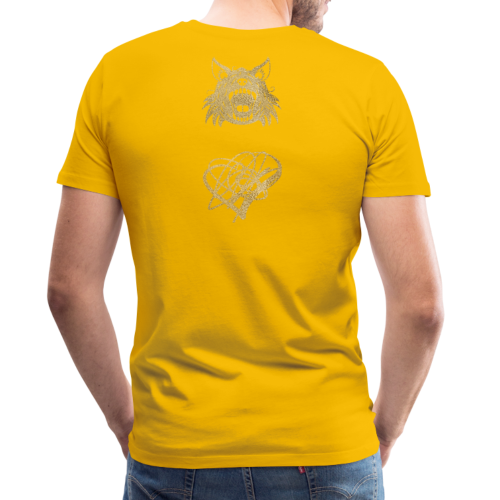 One Bird Two Stones Double Sided Men's Premium T - sun yellow