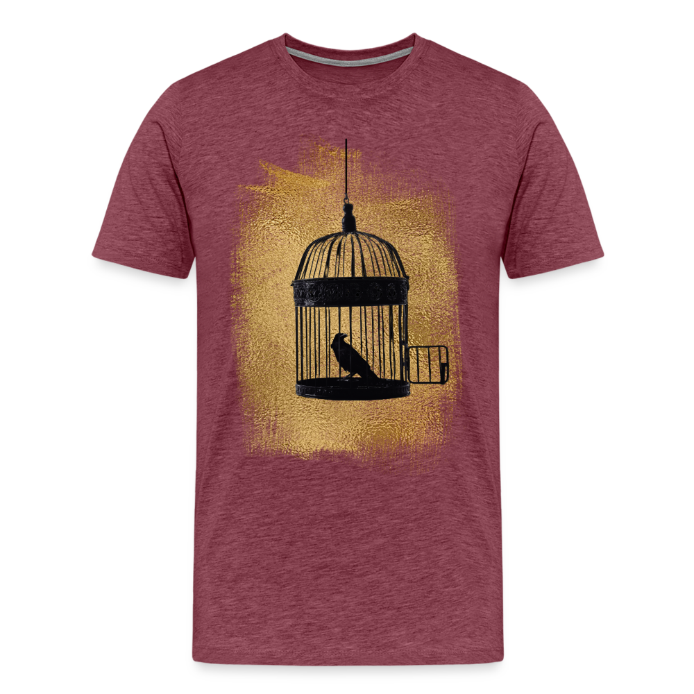 One Bird Two Stones Double Sided Men's Premium T - heather burgundy