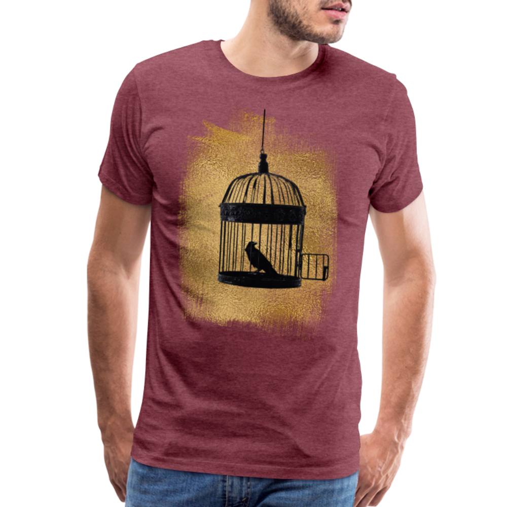 One Bird Two Stones Double Sided Men's Premium T - heather burgundy