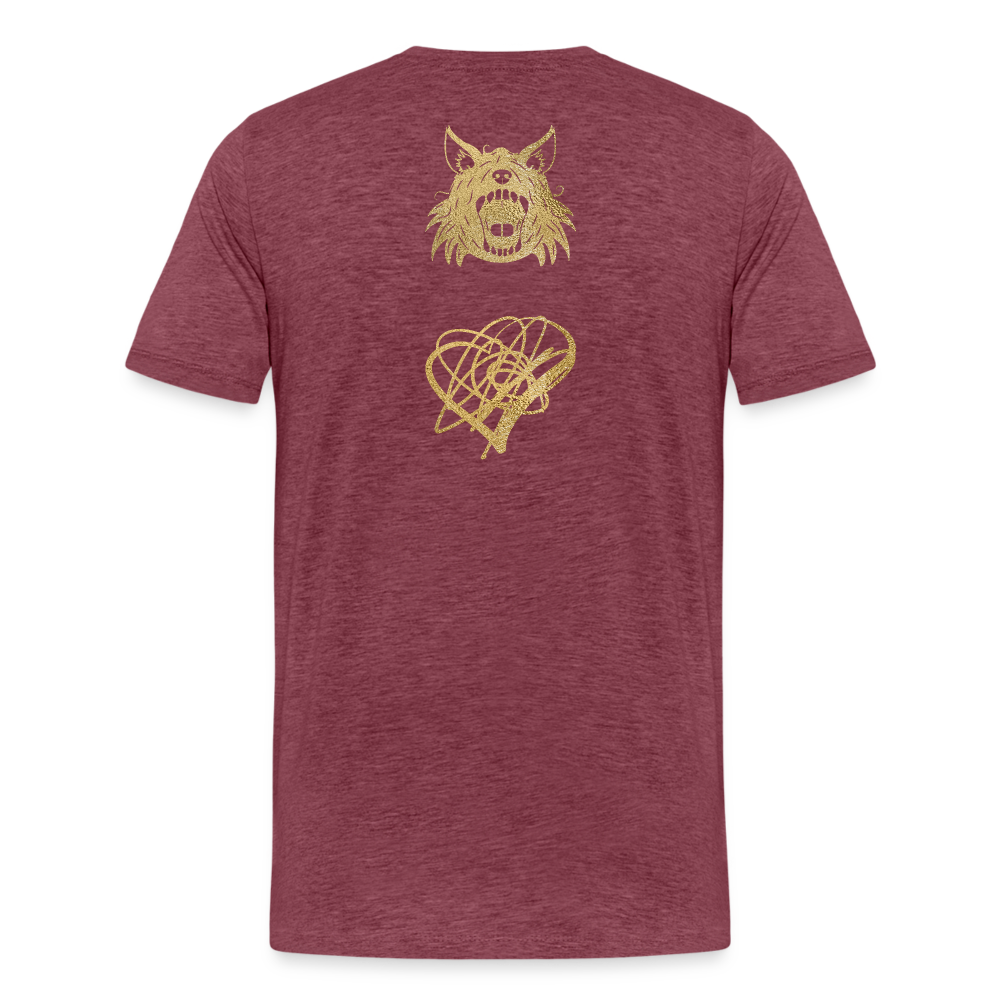 One Bird Two Stones Double Sided Men's Premium T - heather burgundy