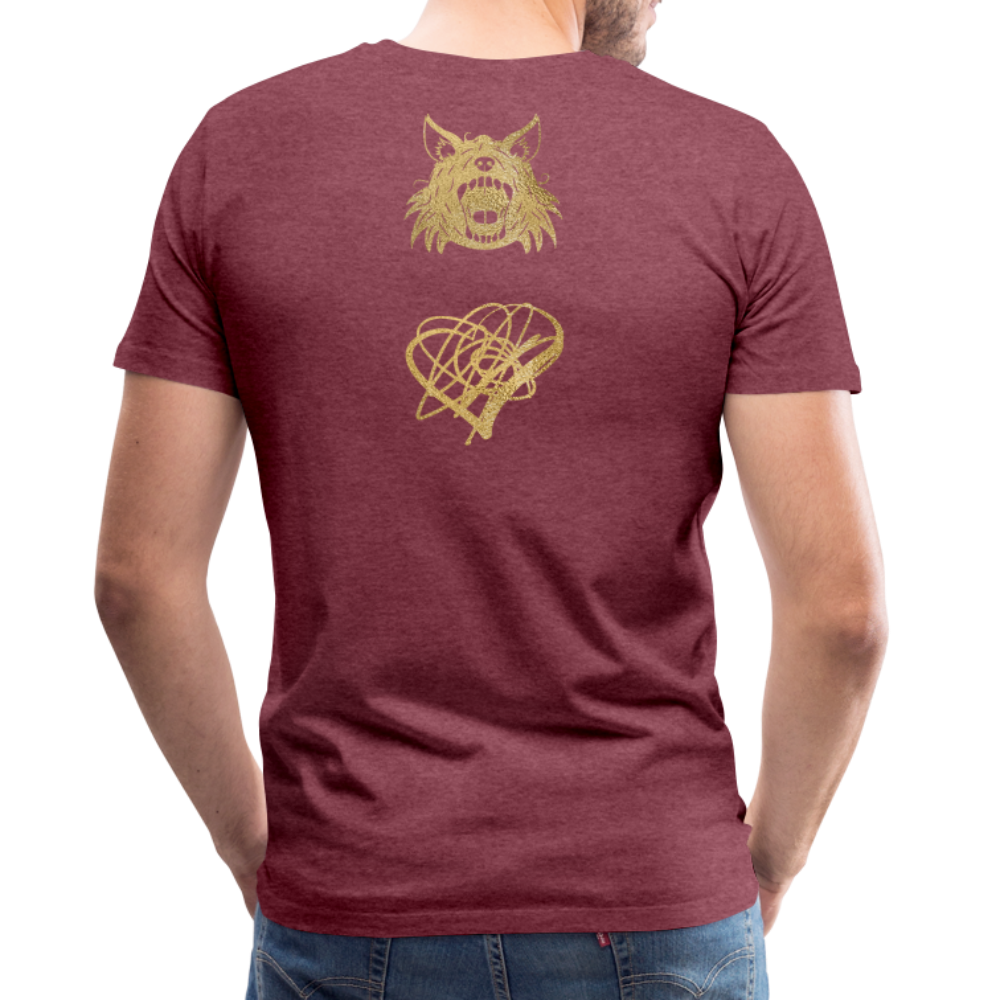 One Bird Two Stones Double Sided Men's Premium T - heather burgundy