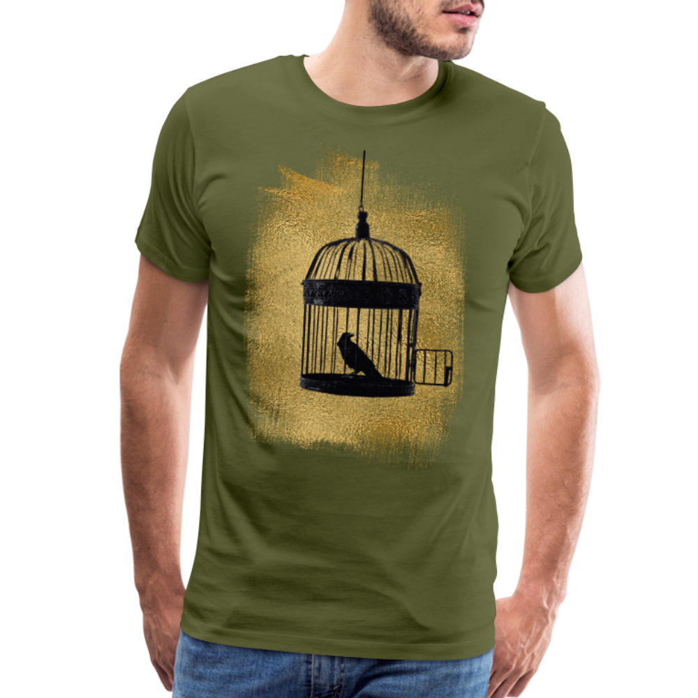 One Bird Two Stones Double Sided Men's Premium T - olive green