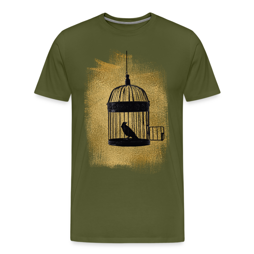 One Bird Two Stones Double Sided Men's Premium T - olive green