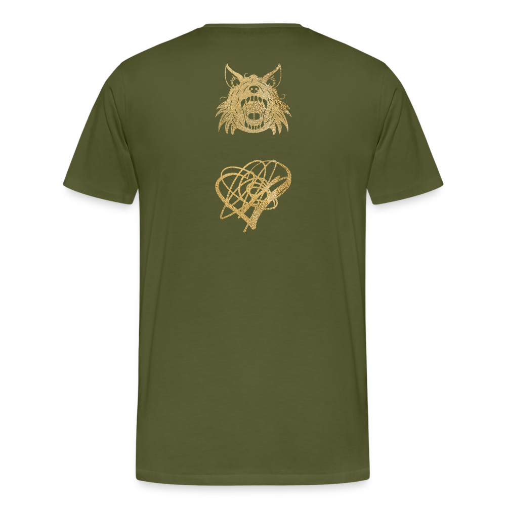 One Bird Two Stones Double Sided Men's Premium T - olive green