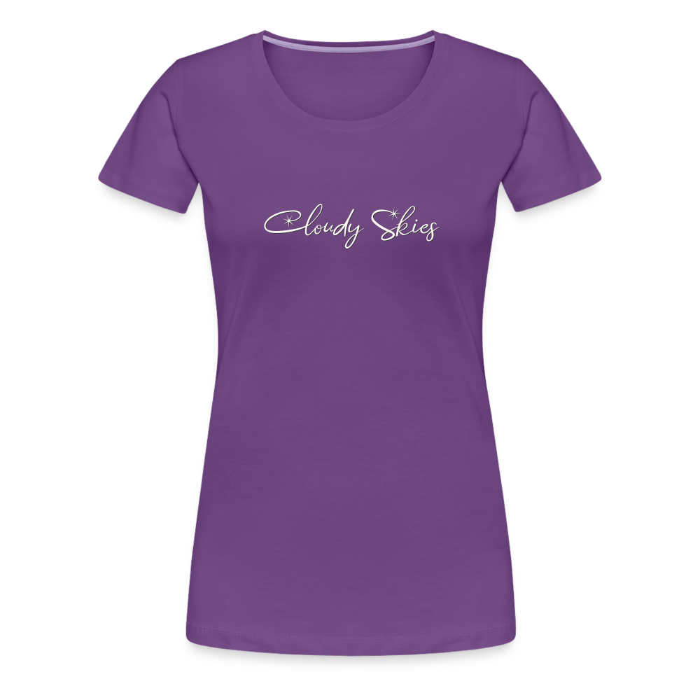 Cloudy Skies Cursive Women’s Premium T - purple