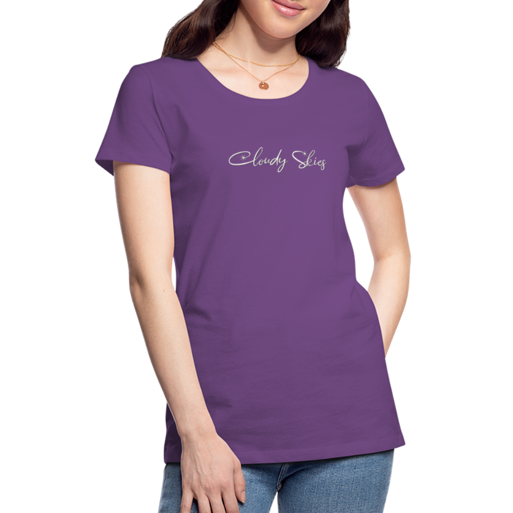 Cloudy Skies Cursive Women’s Premium T - purple