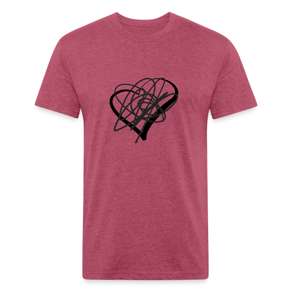 Black Heart Sigil Men's Fitted T - heather burgundy