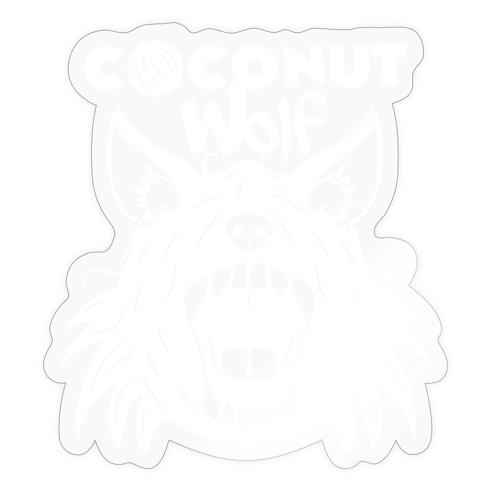 Coconut Wolf White 4x4 Sticker - transparent glossy