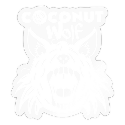 Coconut Wolf White 4x4 Sticker - transparent glossy