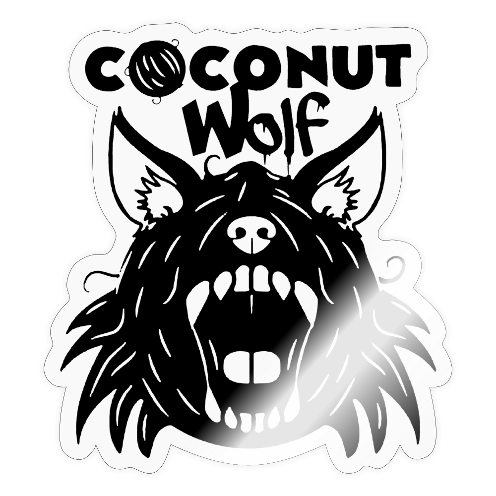 Coconut Wolf Black 4x4 Sticker - transparent glossy